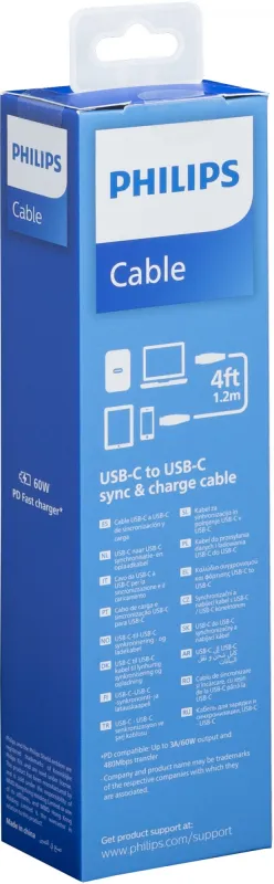 Кабель Philips DLC8601 USB Type-C (m)-USB Type-C (m) 1.2м черный коробка (упак.:1шт)