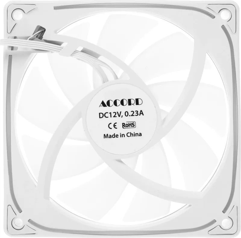 Вентилятор для корпуса Accord ACC-YH12 ARGB 120х120x25 белый 4-pin 27дБ (ACC-YH12 ARGB WHITE) brown box