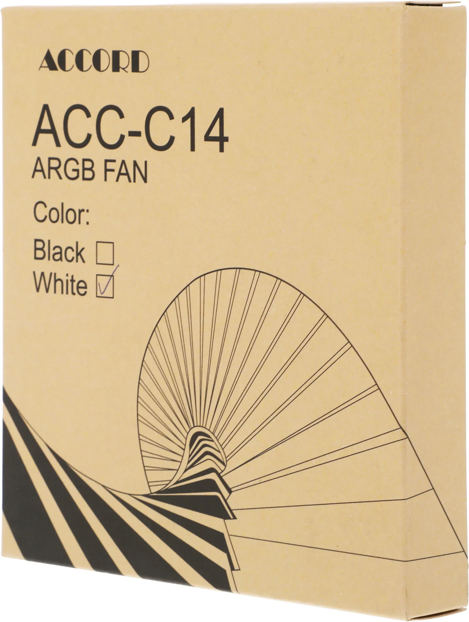 Вентилятор для корпуса Accord ACC-C14 ARGB 140х140x25 белый 3-pin 26дБ (ACC-C14 ARGB WHITE) brown box