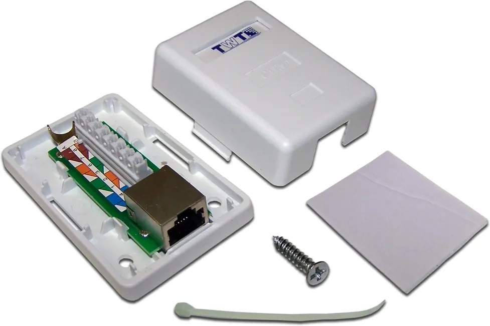 Настенная розетка, 1 порт RJ-45 категории 5е, STP, белая