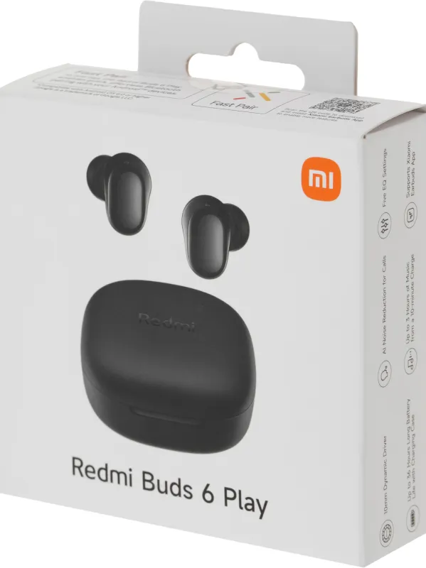 Гарнитура внутриканальные Xiaomi Redmi Redmi Buds 6 Play черный беспроводные bluetooth в ушной раковине (BHR8776GL)