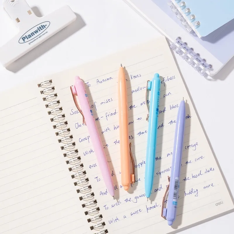 Ручка шариков. автоматическая Deli (EQ288-BL) ассорти d=0.7мм син. черн. кор.карт. игловидный пиш. наконечник