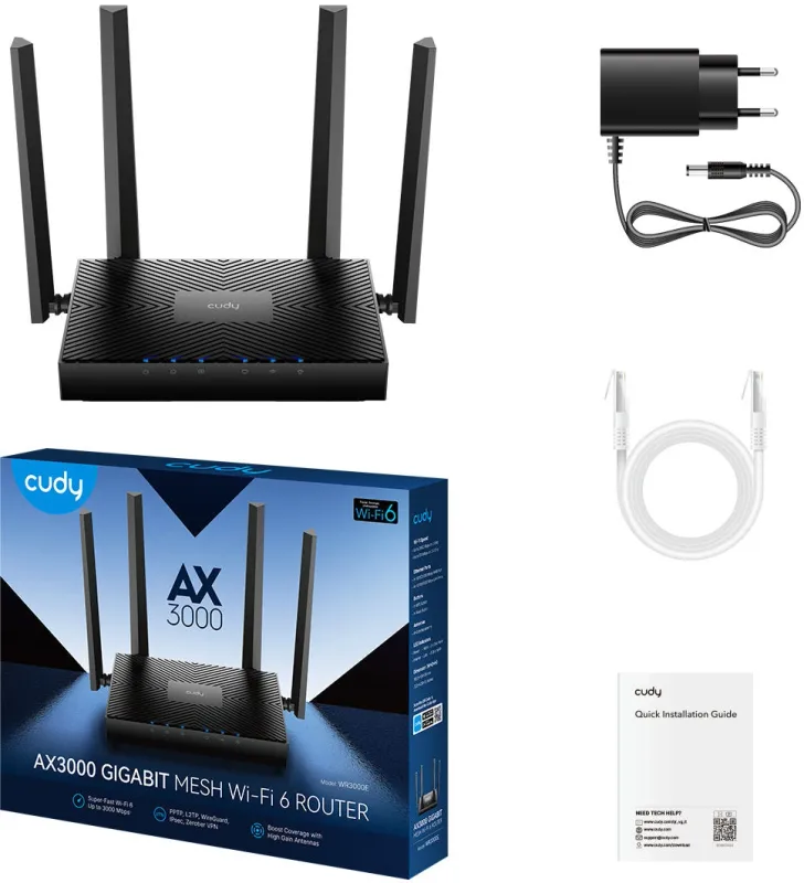 Роутер беспроводной Cudy WR3000E AX3000 10/100/1000BASE-TX белый