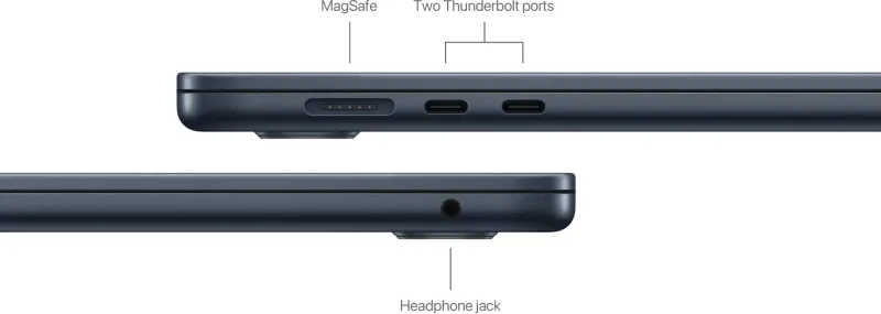 Ноутбук Apple MacBook Air A3114 M3 8 core 16Gb SSD256Gb/10 core GPU 15.3" Liquid Retina (2880x1864) Mac OS midnight WiFi BT Cam (MC9G4LL/A)