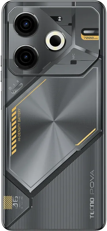 Смартфон Tecno Pova 6 256Gb 12Gb серый моноблок 3G 4G 6.8" 1080x2460 Android 14 108Mpix 802.11 a/b/g/n/ac NFC GPS GSM900/1800 TouchSc Protect