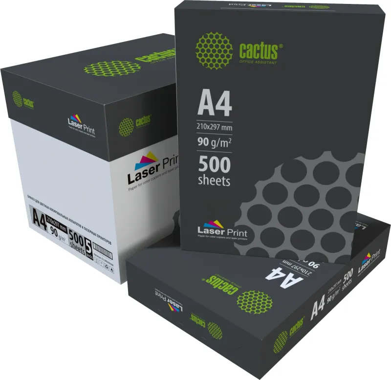 Бумага Cactus CS-LPA490500 A4/90г/м2/500л./белый CIE170% для лазерной печати