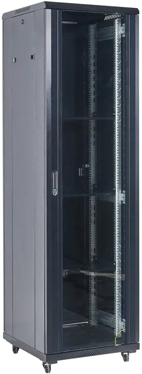 Шкаф серверный Rexant (04-4268-212) напольный 42U 600x800мм пер.дв.стекл металл 2 бок.пан. направл.под винты 800кг черный 230град. IP20 сталь