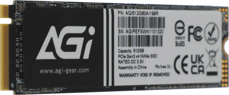 Накопитель SSD AGi PCIe 3.0 x4 512GB AGI512G80AI198R AI198 M.2 2280