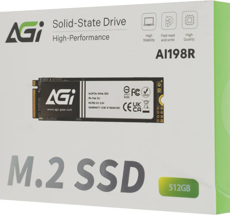 Накопитель SSD AGi PCIe 3.0 x4 512GB AGI512G80AI198R AI198 M.2 2280
