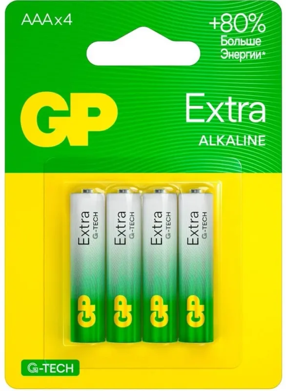 Батарея GP Extra Alkaline 24AXA21-2CRSBC4 AAA (4шт) блистер