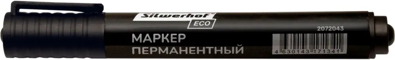 Маркер перманентный Silwerhof ECO пулевидный пиш. наконечник 1-3мм черный