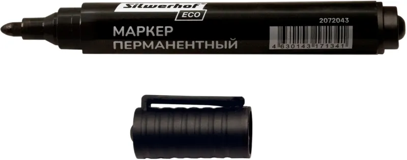 Маркер перманентный Silwerhof ECO пулевидный пиш. наконечник 1-3мм черный