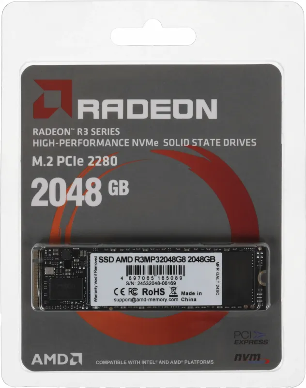 Накопитель SSD AMD PCIe 3.0 x4 2TB R3MP32048G8 Radeon M.2 2280