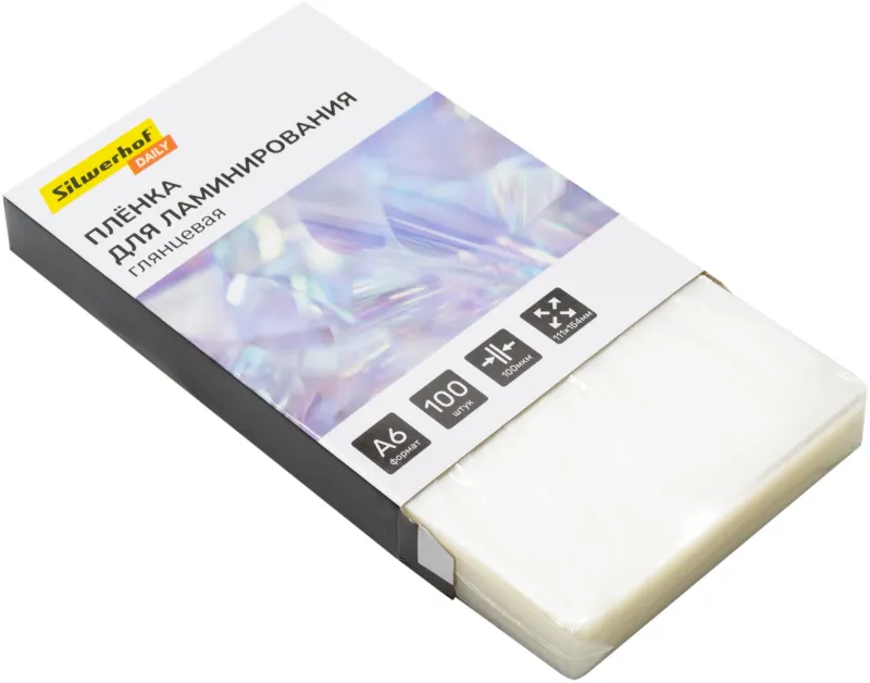 Пленка для ламинирования Silwerhof 100мкм A6 (100шт) глянцевая 111x154мм Daily