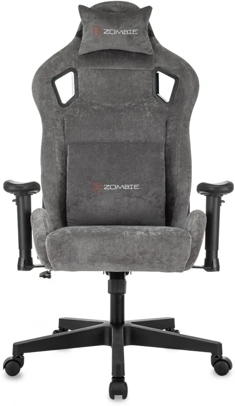 Кресло игровое Zombie Ghost Fabric серый Light-19 с подголов. крестов. пластик