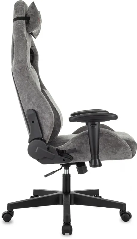 Кресло игровое Zombie Ghost Fabric серый Light-19 с подголов. крестов. пластик