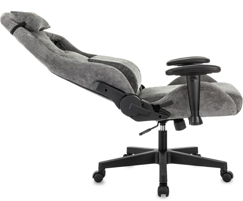 Кресло игровое Zombie Ghost Fabric серый Light-19 с подголов. крестов. пластик