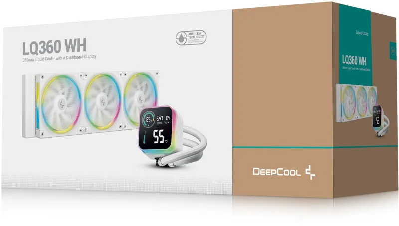 Система водяного охлаждения Deepcool LQ360 Wh ARGB Soc-AM5/AM4/1200/1700/1851 белый 4-pin 38.71dB Al LCD 350W 1840gr Ret (R-LQ360-WHDSMC-G-1)