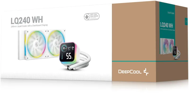 Система водяного охлаждения Deepcool LQ240 Wh ARGB Soc-AM5/AM4/1200/1700/1851 белый 4-pin 38.71dB Al LCD 300W 1530gr Ret (R-LQ240-WHDSMC-G-1)