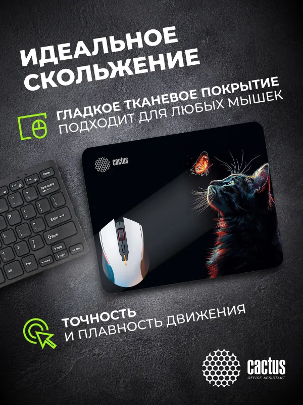 Коврик для мыши Cactus Night Cat 220x180x2мм (CS-MP-P12XS)