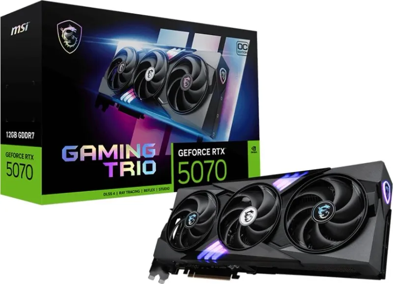 Видеокарта MSI PCI-E RTX 5070 12G GAMING TRIO OC NVIDIA GeForce RTX 5070 12Gb 192bit GDDR7 2610/28000 HDMIx1 DPx3 HDCP Ret