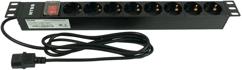 Блок распределения питания NTSS NTSS-PDU-DA1017 гор.размещ. 8xSchuko базовые 10A C14 2м