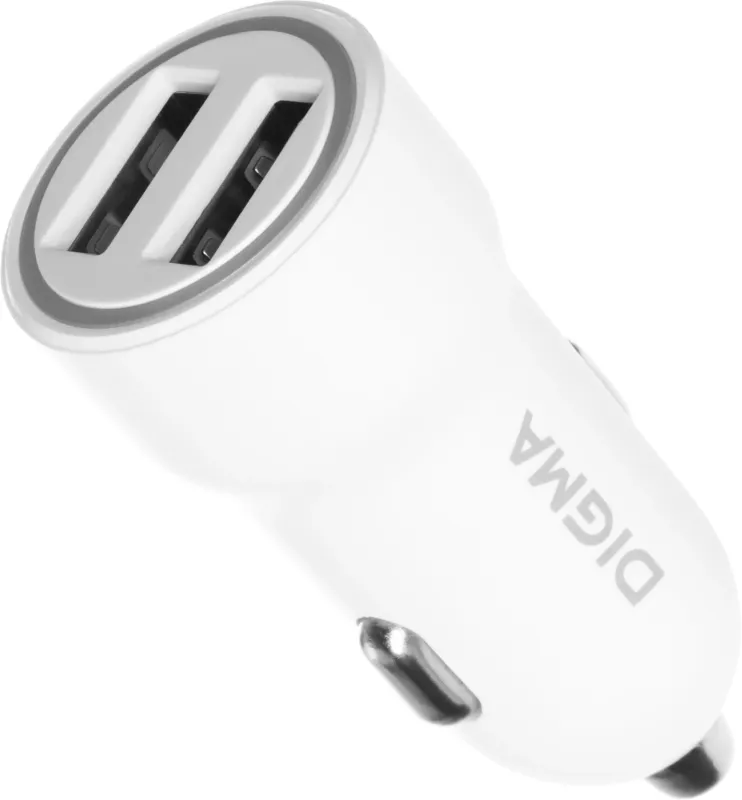 Автомобильное зар./устр. Digma DGC1С 12W 2.4A 2xUSB белый (DGC1C2LX22WH)