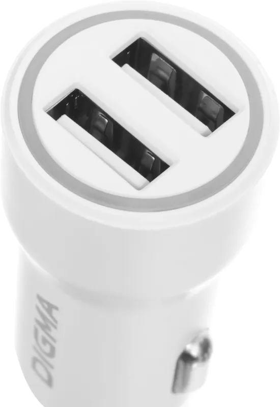 Автомобильное зар./устр. Digma DGC1С 12W 2.4A 2xUSB белый (DGC1C2LX22WH)
