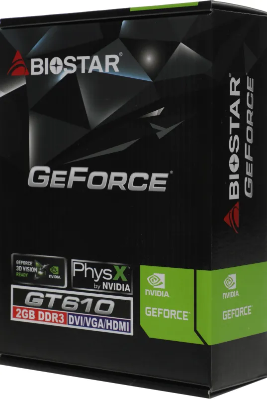 Видеокарта Biostar PCI-E GeForce GT610 NVIDIA GeForce GT 610 2Gb 64bit DDR3 700/1333 DVIx1 HDMIx1 CRTx1 HDCP Ret low profile