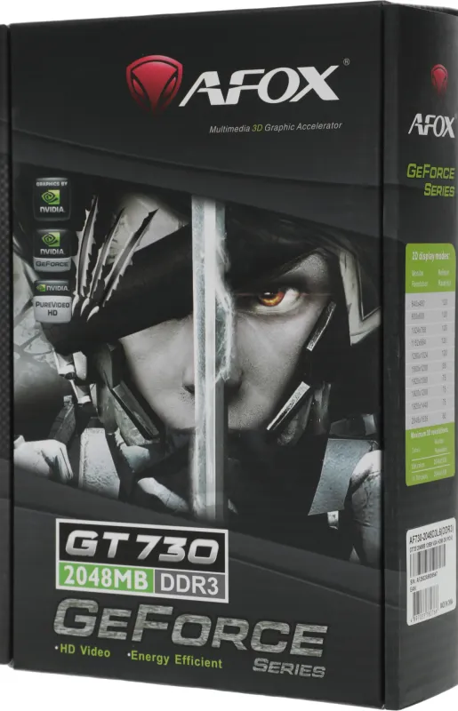 Видеокарта Afox PCI-E AF730-2048D3L6 NVIDIA GeForce GT 730 2Gb 128bit GDDR3 700/1333 DVIx1 HDMIx1 CRTx1 HDCP Ret low profile