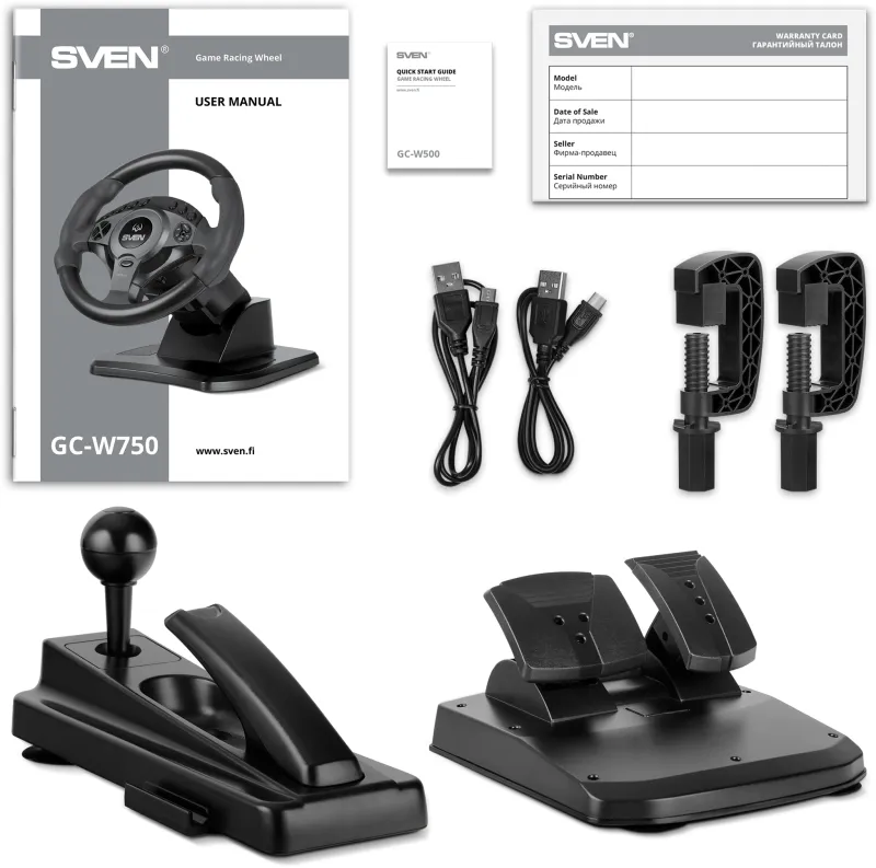 Руль Sven GC-W750 16кноп. (с педалями) черный