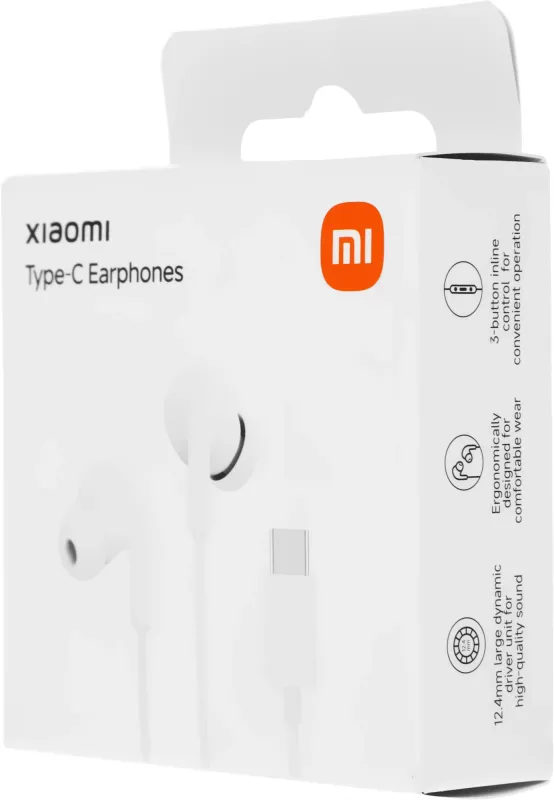 Гарнитура внутриканальные Xiaomi Type-C Earphones 1.25м белый проводные крепление за ухом (BHR8931GL)