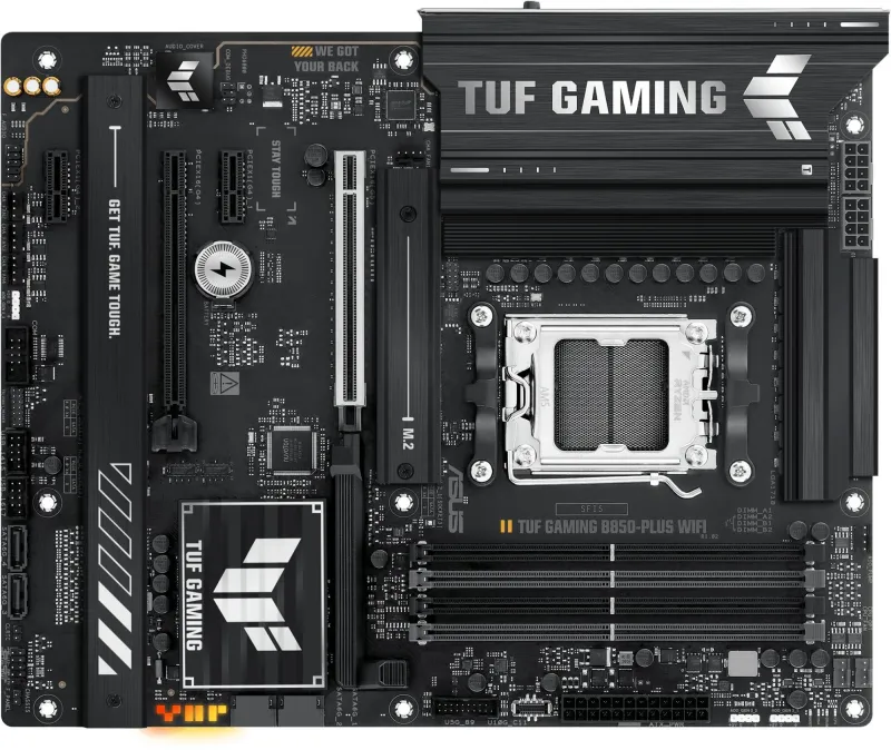 ASUS TUF GAMING B850-PLUS WIFI, AM5, B850, 4*DDR5, 4*SATA, 3*M.2, 7*USB 3.2, 2*USB 2.0, Type-C, 3*PCIx16, 2*PCIx1, DP+HDMI, ATX; 90MB1J30-M0EAY0