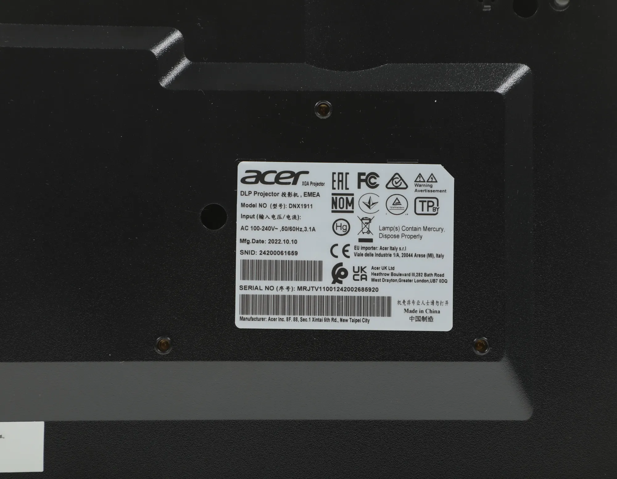 Acer projector X1228i, DLP 3D, XGA, 4500Lm, 20000/1, HDMI, Wifi, 2.7kg, Euro Power EMEA