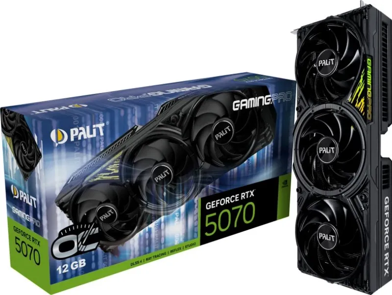Видеокарта Palit PCI-E RTX5070 GAMINGPRO OC NVIDIA GeForce RTX 5070 12Gb 256bit GDDR7 2295/30000 HDMIx1 DPx3 HDCP Ret