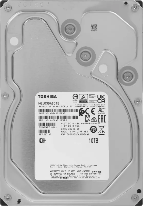Toshiba Enterprise HDD 3.5" SAS 10TB, 7200 rpm, 512MB buffer, MG10SDA10TE, 1 year