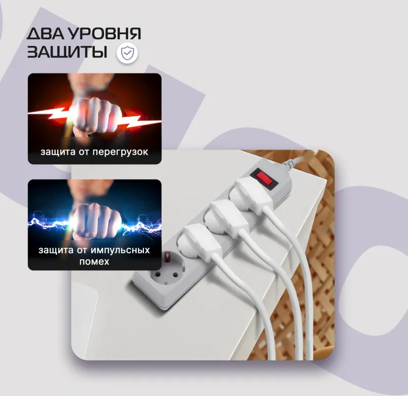 Сетевой фильтр Buro 400SL-1-G 1.5м (4 розетки) серый (пакет ПЭ)