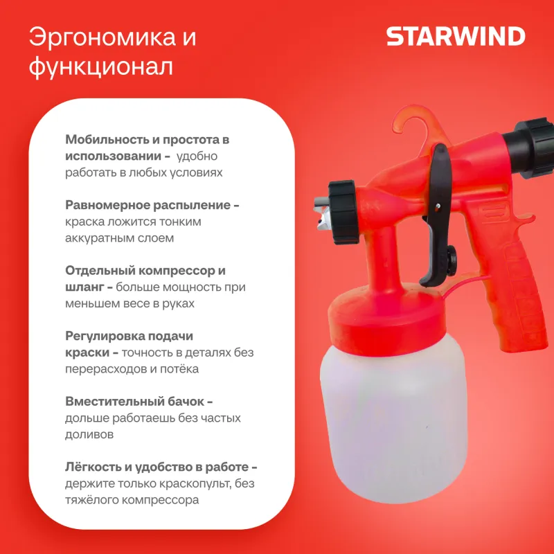 Краскопульт Starwind SGS650 450Вт бак:800мл 650мл/мин