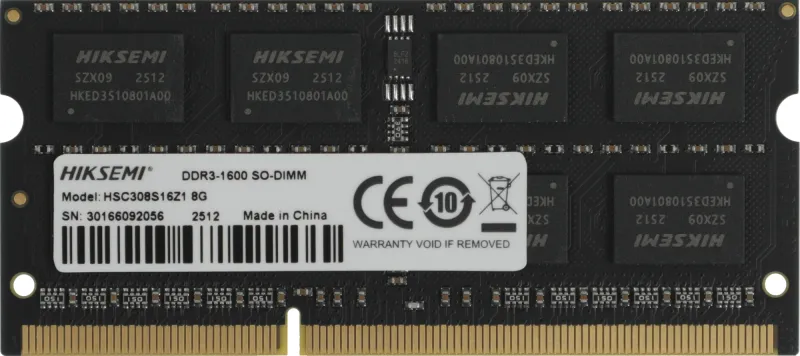 Память DDR3L 8GB 1600MHz Hikvision HSC308S16Z1/8G HIKSEMI RTL PC3-12800 CL11 SO-DIMM 204-pin 1.35В Ret