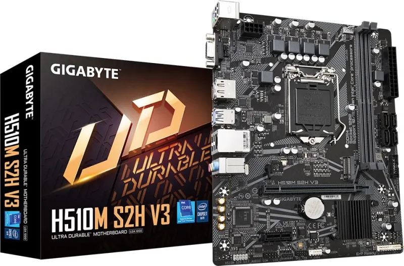 Материнская плата GIGABYTE H510M S2H V3 2.0, LGA1200, Q470, 2*DDR4, 4*SATA, 1*M.2, 2*USB 3.2, 4*USB 2.0, 1*PCIx16, 1*PCIx1, D-Sub+HDMI+DP, mATX