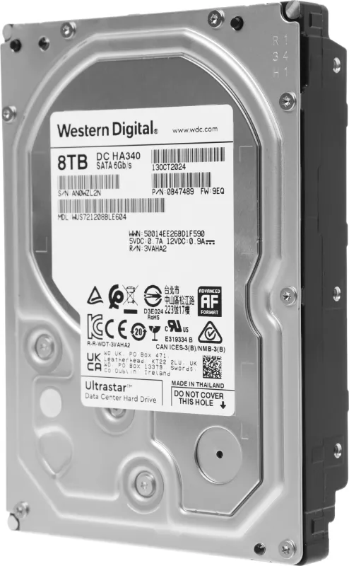 Жесткий диск WD SATA-III 8TB WUS721208BLE604 Ultrastar DC HC340 512E (7200rpm) 256Mb 3.5"