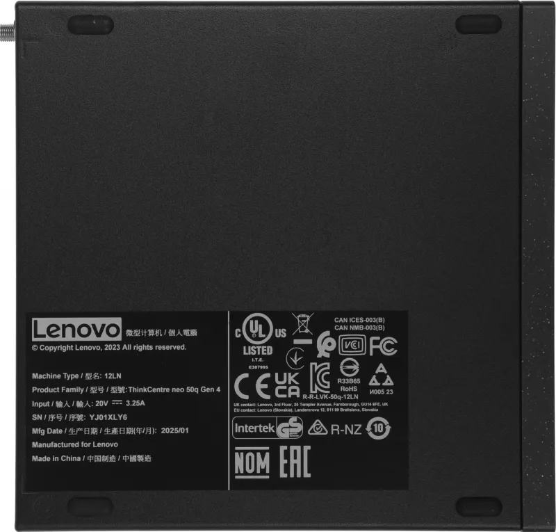 Неттоп Lenovo ThinkCentre Neo 50q Gen 4 i3 1215U (1.2) 8Gb SSD256Gb UHDG без ОС WiFi BT 65W kb мышь клавиатура черный (12LN003KUM)