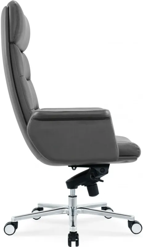 Кресло руководителя Cactus CS-LGR-DUBLIN темно-серый сиденье темно-серый кожа крестов. алюминий