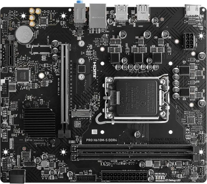 MSI PRO H610M-S DDR4 H610,LGA1700,2DDR4,1PCI-Ex16,1PCI-Ex1,2M.2,2SATA3.0,4USB3.2Gen1,8U