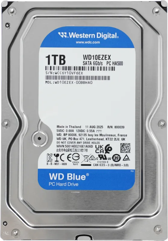Жесткий диск WD SATA-III 1Tb WD10EZEX Desktop Caviar Blue (7200rpm) 64Mb 3.5"