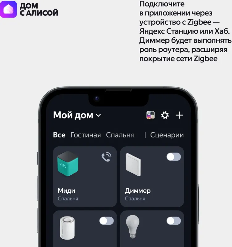 Умный диммер Yandex YNDX-00530 1-нокл. с нейтралью белый