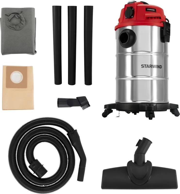 Строительный пылесос Starwind VC30-2330MS3 1600Вт (уборка: сухая/сбор воды) черный