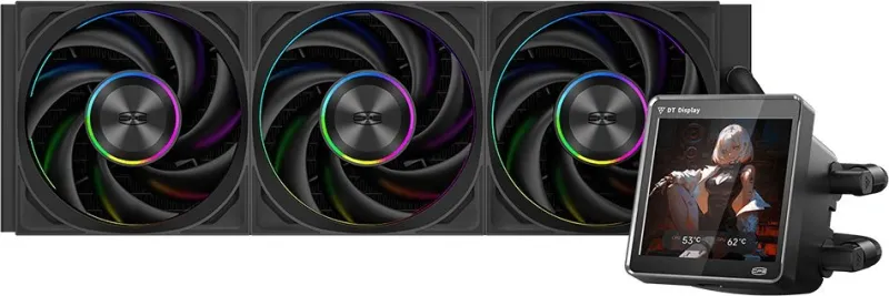 Система водяного охлаждения PcCooler DT360 Dsiplay ARGB Soc-AM5/AM4/1200/1700/1851 черный 4-pin 15-33.1dB Al LCD 320W Ret (DT360-BKAWXY-GL)