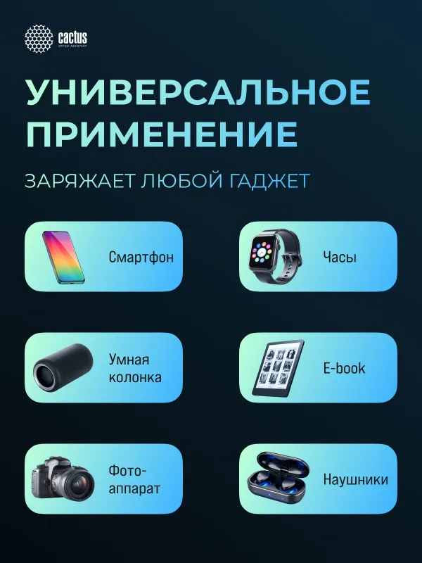 Мобильный аккумулятор Cactus CS-PBFSND-40000 40000mAh 65W 3A черный