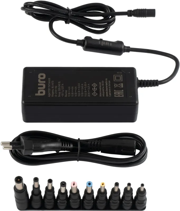 Блок питания Buro BU-M70 ручной 65W 12V-20V 10-коннект. 4A от бытовой электросети